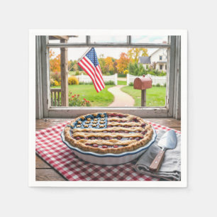 4 juli Amerikaanse vlag kersenpastei Servet