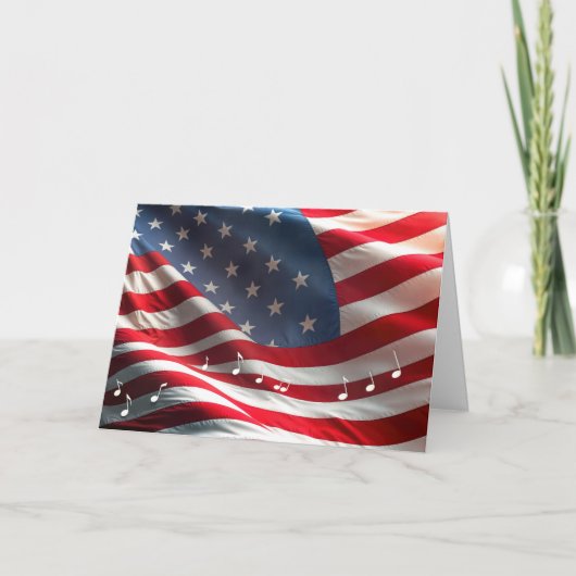 4 juli Amerikaanse vlag met muzieknoten Kaart (Voorkant)