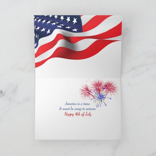 4 juli Amerikaanse vlag met muzieknoten Kaart (Binnen)