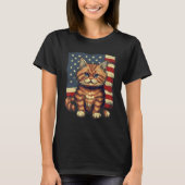 4 juli Amerikaanse vlag Munchkin Cat T-shirt (Voorkant)