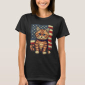 4 juli Amerikaanse vlag Munchkin Cat T-shirt (Voorkant)