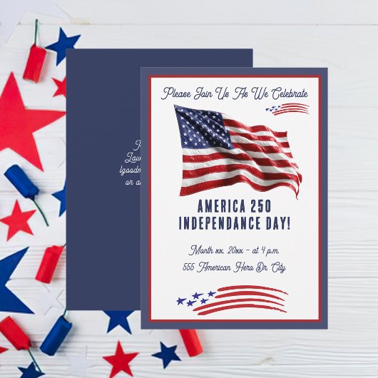 4 juli Amerikaanse Vlag Onafhankelijkheidsdag Fees Kaart