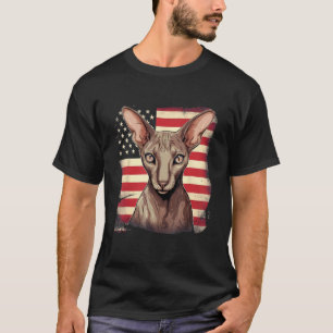 4 juli Amerikaanse vlag Oosterse kortharige kat T-shirt