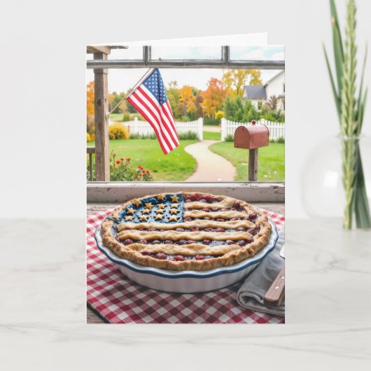 4 juli Amerikaanse vlag op een kersenpastei Kaart (Voorkant)