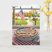 4 juli Amerikaanse vlag op een kersenpastei Kaart (Gele Bloem)