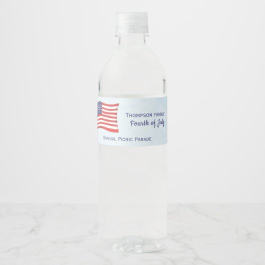 4 juli Amerikaanse vlag op maat Waterfles Etiket (Voorkant)