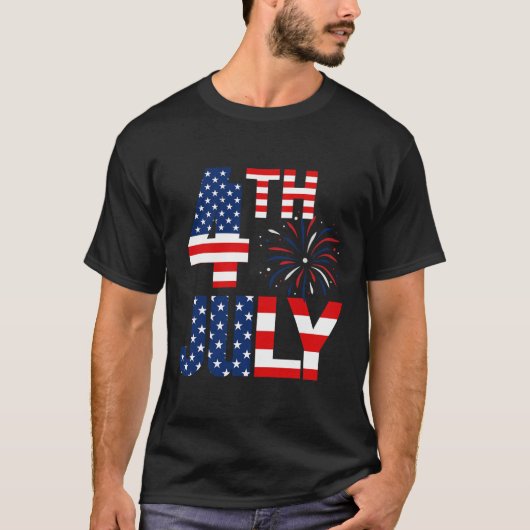 4 juli Amerikaanse Vlag Partij Patriottisch Amerik T-shirt (Voorkant)