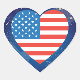 4 juli Amerikaanse Vlag Patriotic Hart Sticker