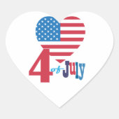 4 juli Amerikaanse Vlag Patriotic Hart Sticker (Voorkant)