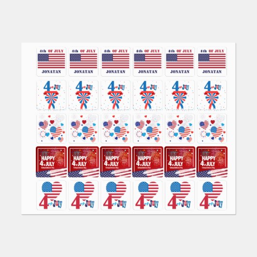 4 juli Amerikaanse Vlag Patriotic Labels (Vel)