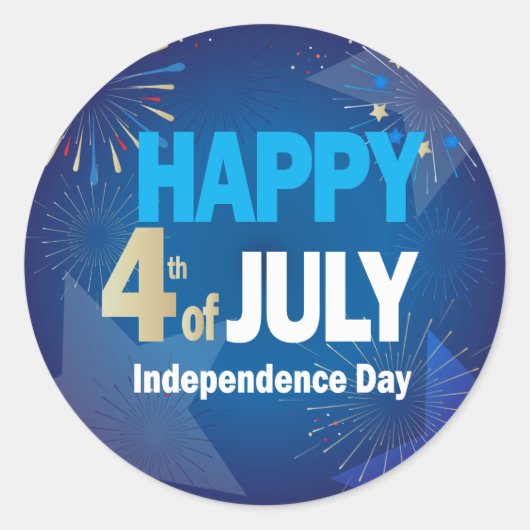 4 juli Amerikaanse Vlag Patriotic Ronde Sticker (Voorkant)