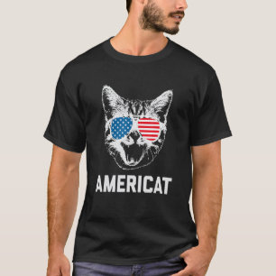 4 juli Amerikaanse vlag Patriotische kat Amerika T-shirt