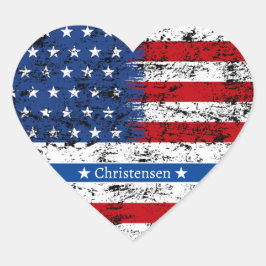 4 juli Amerikaanse vlag Patriottisch Hart Sticker