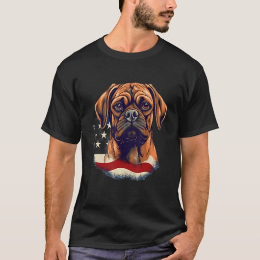 4 juli Amerikaanse vlag Puggle hond T-shirt (Voorkant)