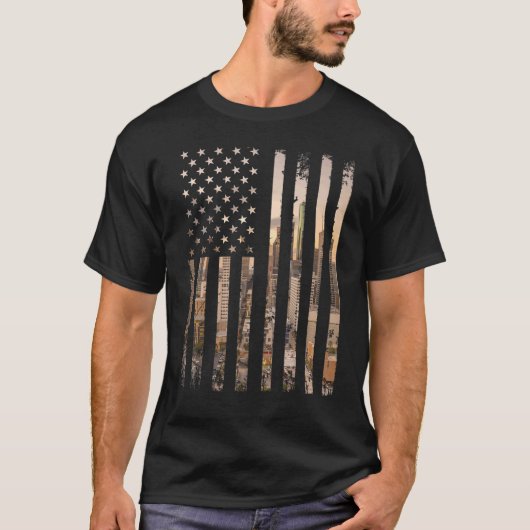 4 juli Amerikaanse vlag Retro Houston Best  CI T-shirt (Voorkant)