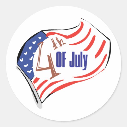 4 juli Amerikaanse vlag Ronde Sticker (Voorkant)