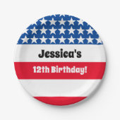 4 juli Amerikaanse vlag Rood wit en blauw Verjaard Papieren Bordje (Voorkant)