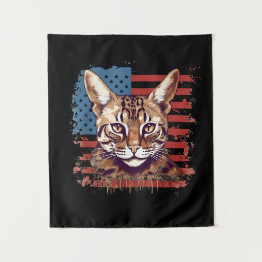4 juli Amerikaanse vlag Savannah Kat Wandkleed (Voorkant)