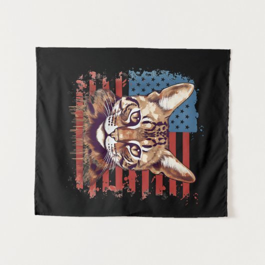 4 juli Amerikaanse vlag Savannah Kat Wandkleed (Voorkant (horizontaal))