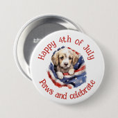 4 juli Amerikaanse vlag Schattigee puppy Ronde Button 7,6 Cm (Voorkant /achterkant)