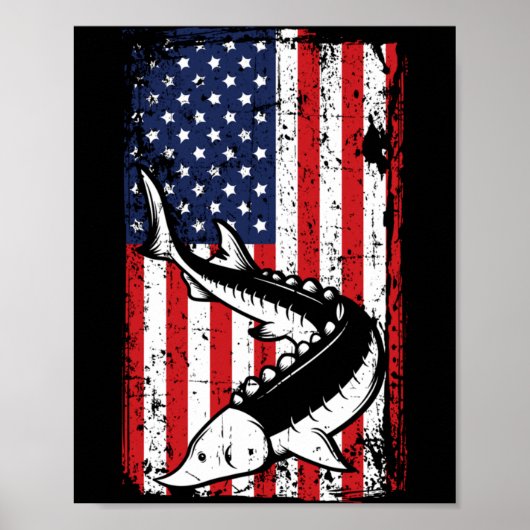 4 juli Amerikaanse vlag Steur vissen Vader Poster (Voorkant)
