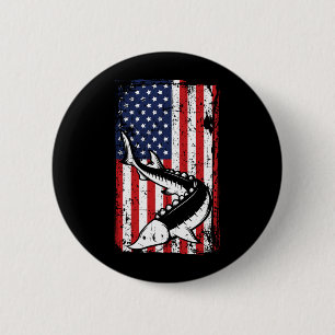 4 juli Amerikaanse vlag Steur vissen Vader Ronde Button 5,7 Cm