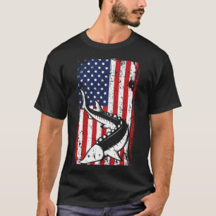 4 juli Amerikaanse vlag Steur vissen Vader T-shirt