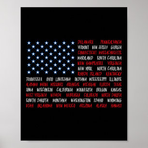 4 juli Amerikaanse vlag van de VS Alle 50 staten N Poster