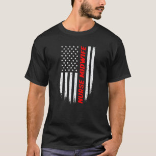 4 juli Amerikaanse vlag Verpleegster Verloskundige T-shirt