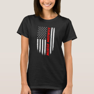 4 juli Amerikaanse vlag verpleegster verloskundige T-shirt