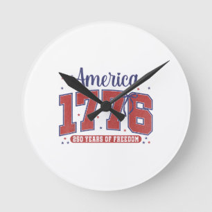 4 juli Amerikaanse vlag vintage 250 jaar 1776 2 Ronde Klok