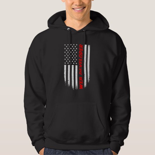 4 juli Amerikaanse vlag Webontwikkelaar Mannen Vro Hoodie (Voorkant)