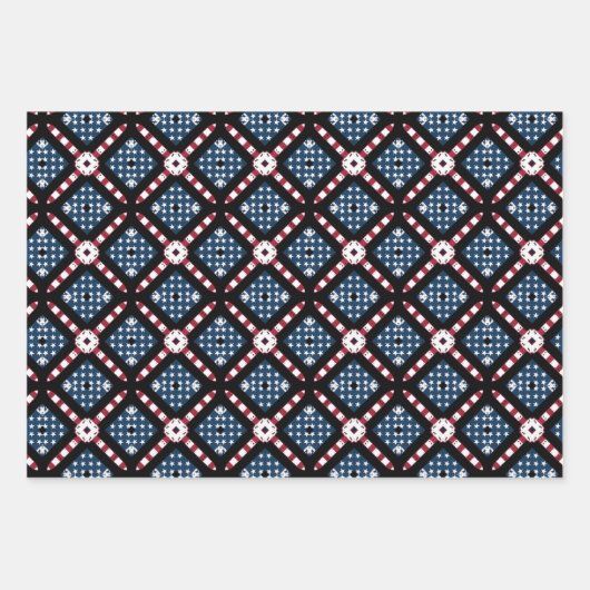 4 JULI AMERIKAANSE VLAG WIKKELPAPIER SET VAN 3 INPAKPAPIER VEL (Voorkant 3)