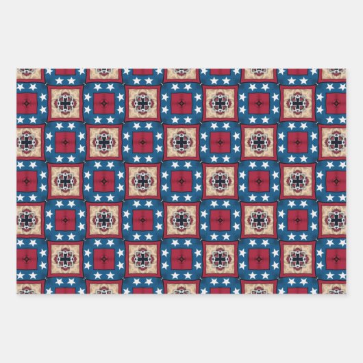 4 JULI AMERIKAANSE VLAG WIKKELPAPIER SET VAN 3 INPAKPAPIER VEL (Voorkant 2)