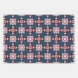 4 JULI AMERIKAANSE VLAG WIKKELPAPIER SET VAN 3 INPAKPAPIER VEL