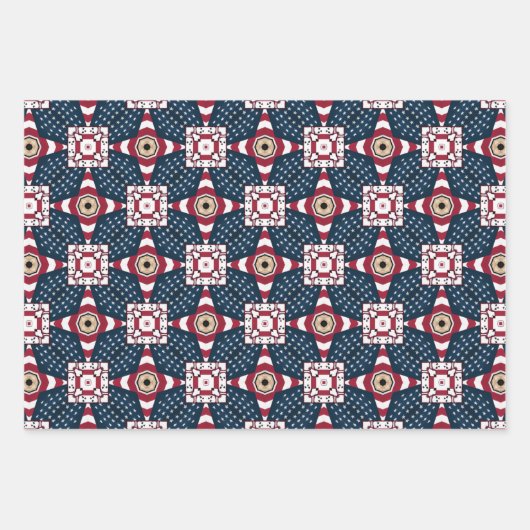 4 JULI AMERIKAANSE VLAG WIKKELPAPIER SET VAN 3 INPAKPAPIER VEL (Voorkant)