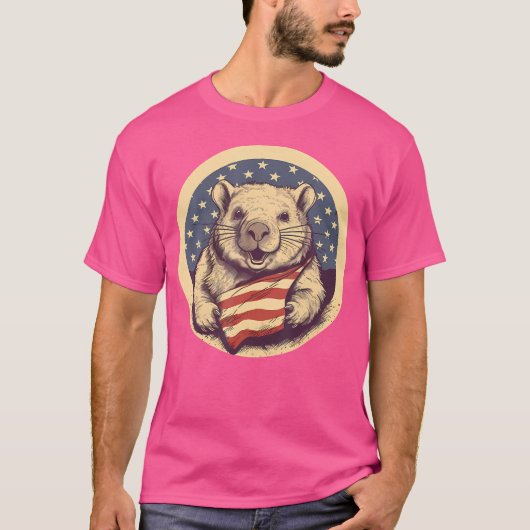4 juli Amerikaanse vlag Wombat T-shirt (Voorkant)