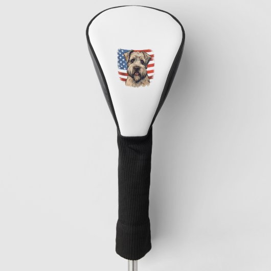 4 juli Amerikaanse vlag zacht gecoate Wheaten Terr Golfheadcover (Voorkant)