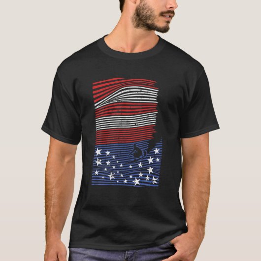 4 juli Amerikaanse vlaggolflengte S T-shirt (Voorkant)