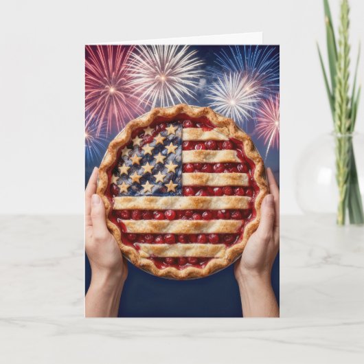 4 juli Amerikaanse vlagkorst op een kersenpastei Kaart (Voorkant)