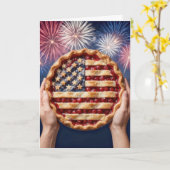 4 juli Amerikaanse vlagkorst op een kersenpastei Kaart (Gele Bloem)