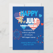 4 juli Amerikaanse VS Vuurwerk Patriottische Custo Kaart (Voorkant)