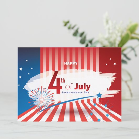 4 juli Amerikaanse VS Vuurwerk Patriottische Custo Kaart (Staand voorkant)