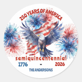 4 juli Amerika's 250e semi-quince-jubileum Ronde Sticker
