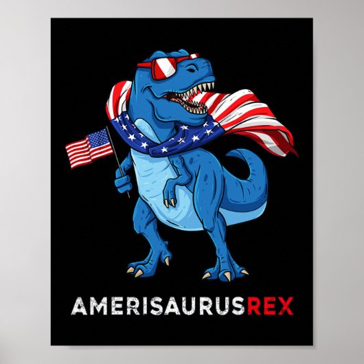 4 juli Amerisaurus t rex dinosaur boys Kinder T Poster (Voorkant)