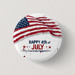 4 juli - Artistieke Amerikaanse vlag verfspatten Ronde Button 3,2 Cm