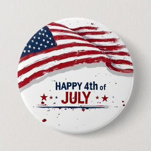 4 juli - Artistieke Amerikaanse vlag verfspatten Ronde Button 7,6 Cm