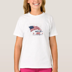 4 juli - Artistieke Amerikaanse vlag verfspatten T-shirt
