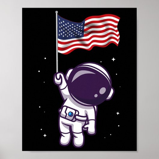 4 juli Astronaut VS Amerikaanse vlag Funny Patr Poster (Voorkant)