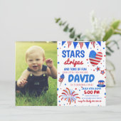 4 juli Baby Boy 1e verjaardag Kaart (Staand voorkant)